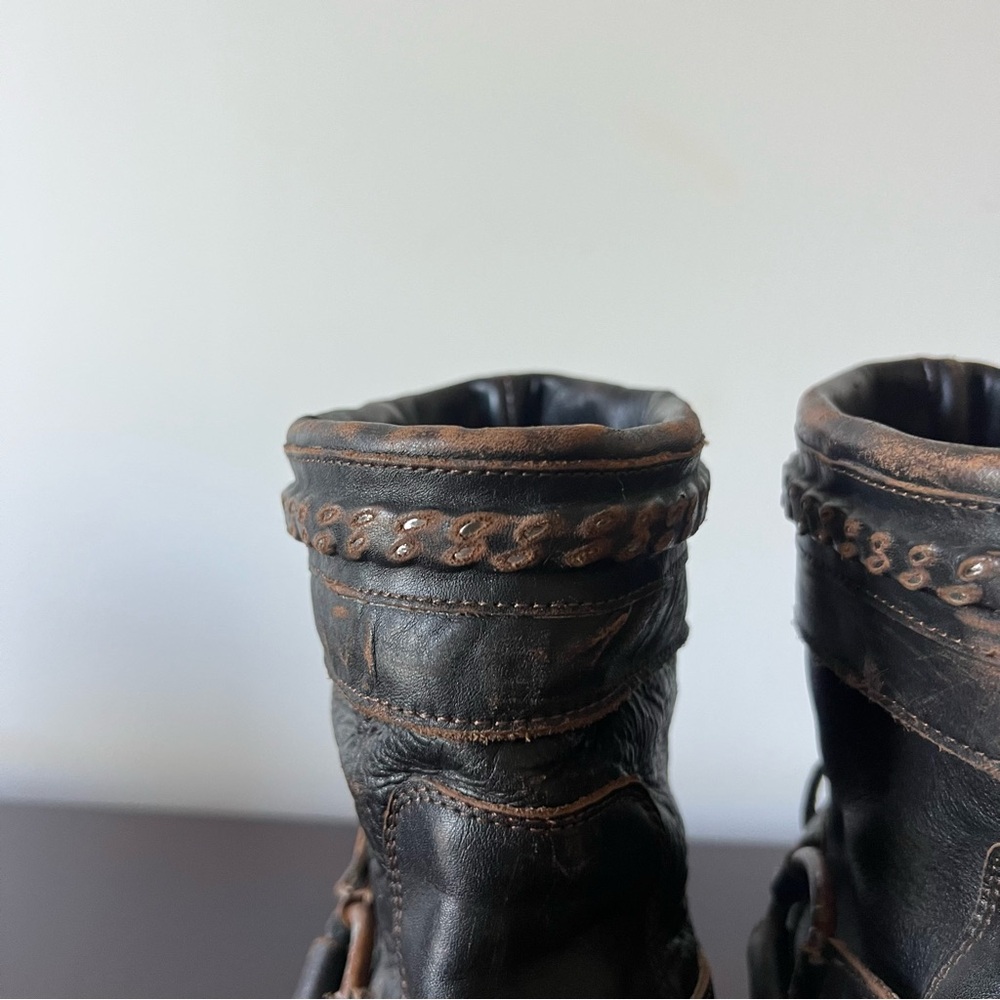 Freebird by Steven - Distressed Tahoe Harness Moto Heeled Boot Brown/Black Sz 8 - Picture 10 of 15